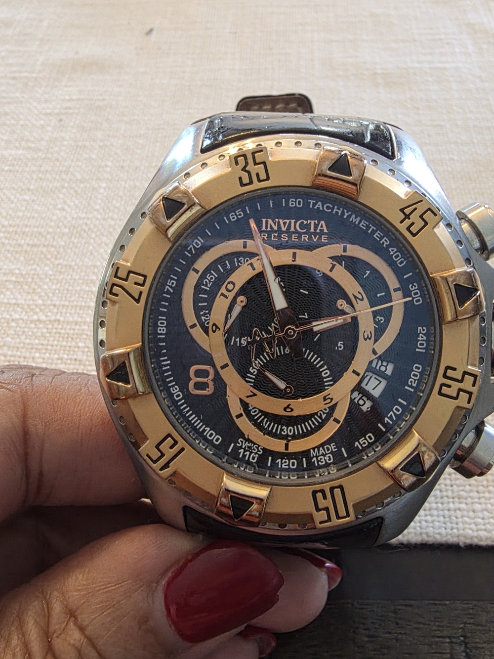 Invicta Reserve Men's Black and Gold Chronograph Watch